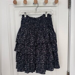 Yakira Bella Floral Tiered Skirt - Black and Pink